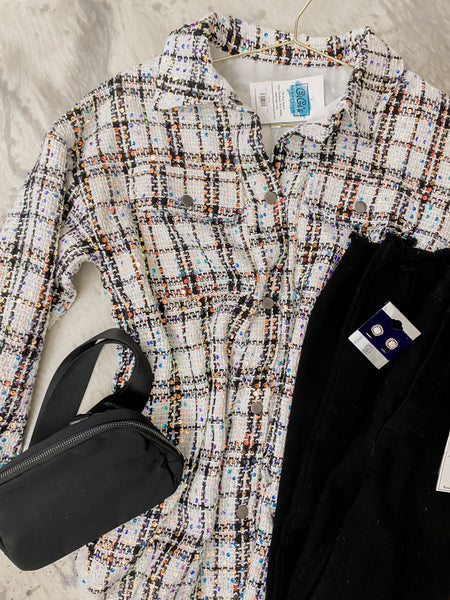 Lydia Sequin Plaid Shacket