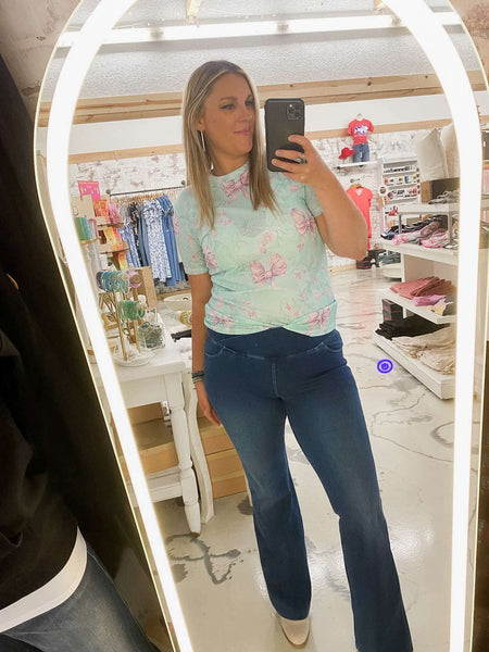 Purple Bow Mesh Top