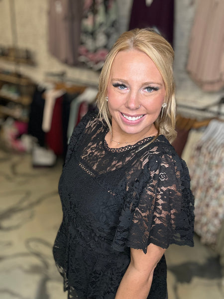 Peplum Lace Top in Black