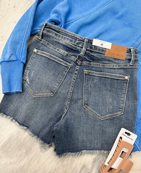 Judy Blue MR Denim Fray Shorts