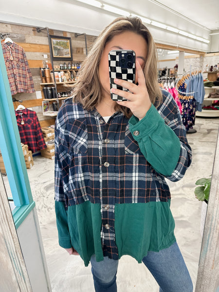 Colorblock Plaid Jacket