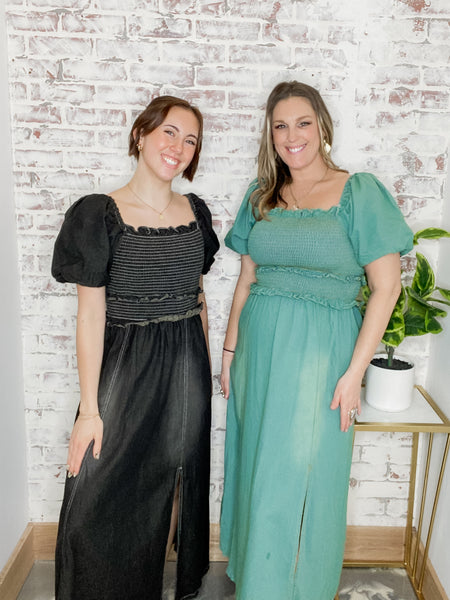 Smokin Smocked Dress in Denim