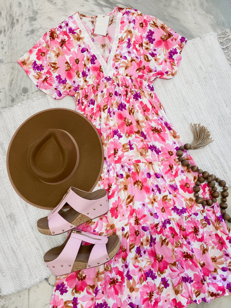 Floral Print V-neck Maxi Dress