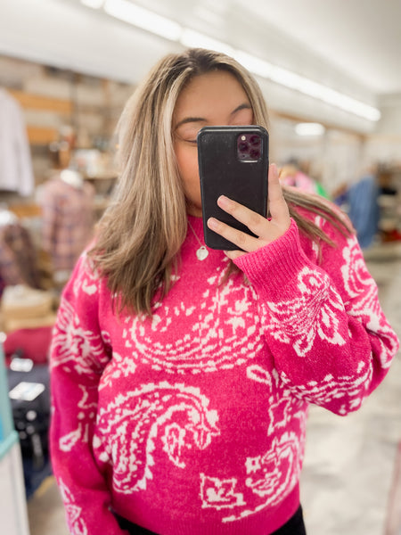 Paradise in Paisley Sweater in Pink