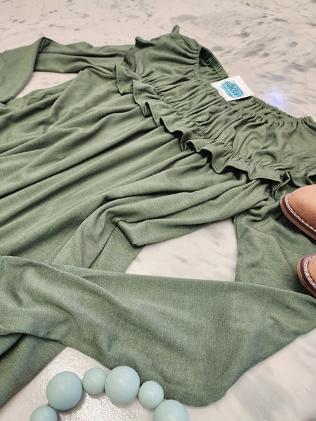 Elaina Ruffle Top in Olive