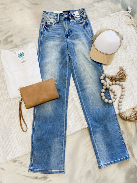 Judy Blue HW Tummy Control Contrast Wash Straight