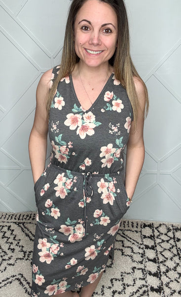 Charcoal Floral Dress