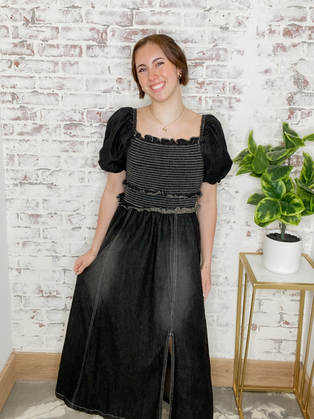 Smokin Smocked Dress in Black