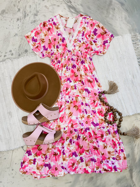 Floral Print V-neck Maxi Dress