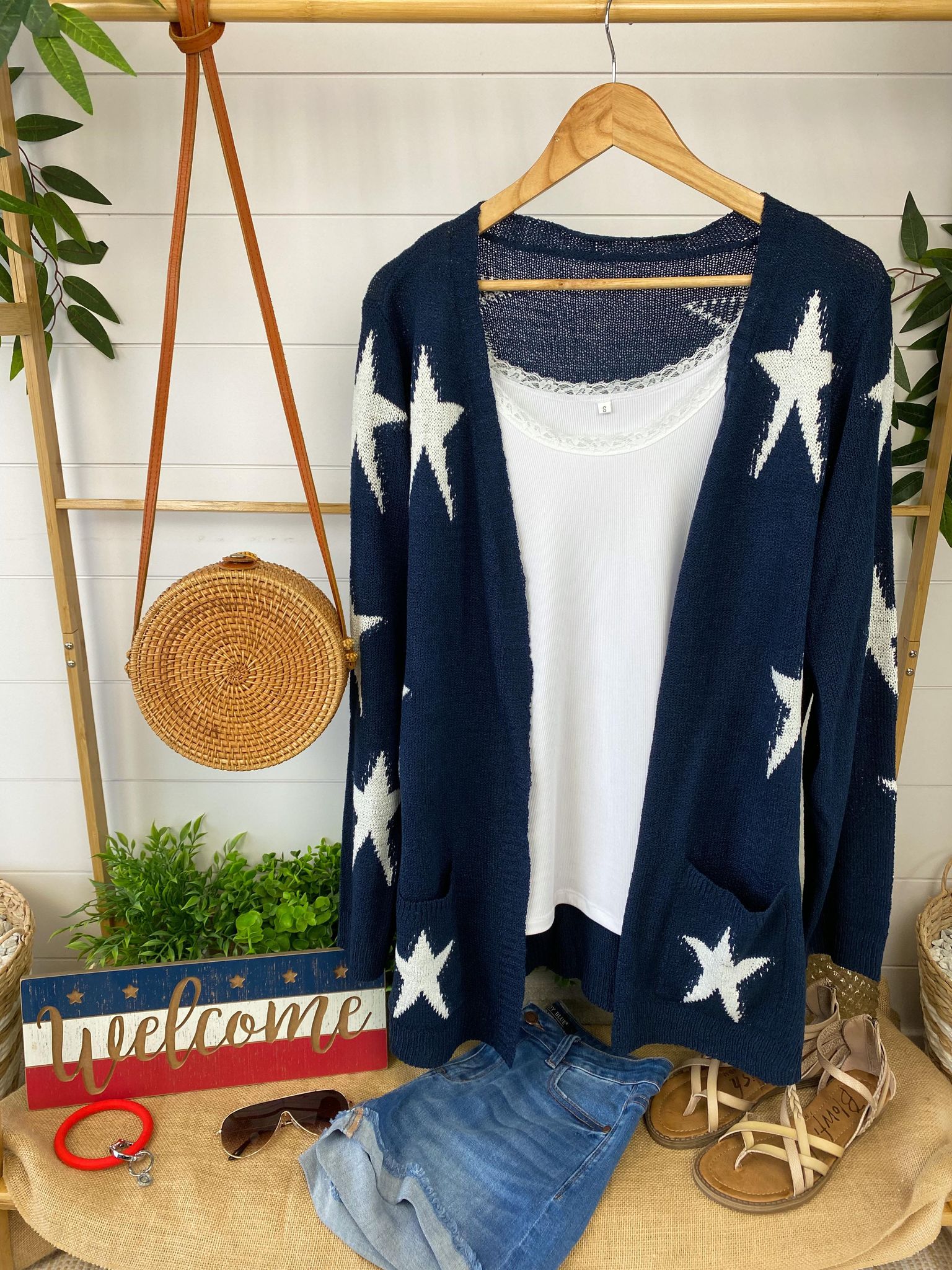 Stars Cardigan-Navy