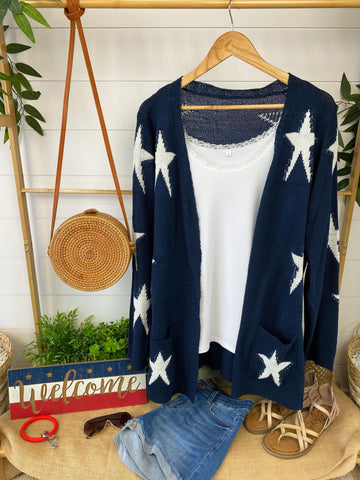 Stars Cardigan-Navy