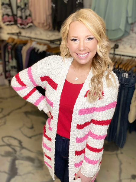 Michelle Mae Pretty in Pink Stripe Cardigan