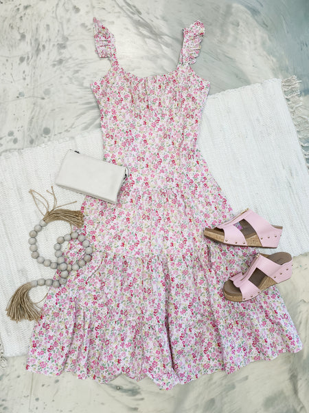 Floral Print Midi Dress with Side Slit