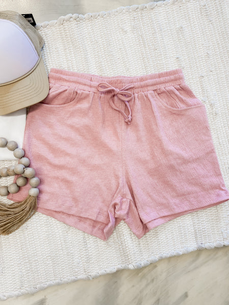 Michelle Mae Linen Shorts in Pink