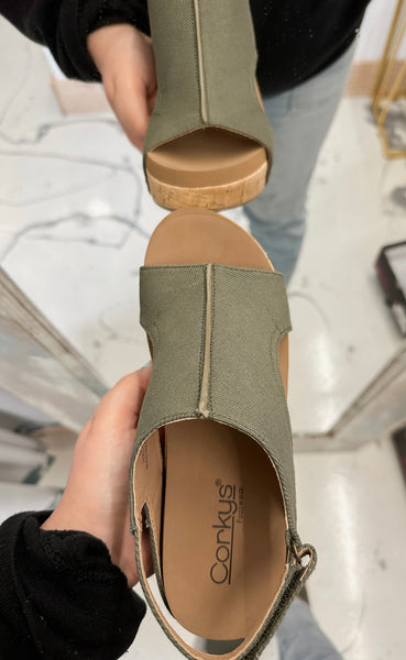 Carly Wedge in Denim Olive