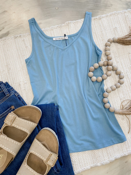 Michelle Mae Kennedy Tank in Dusty Blue