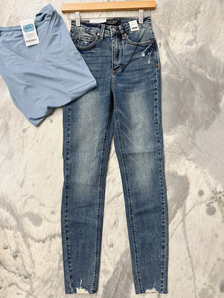 Judy Blue HW Tummy Control Vintage Wash Hem Destroy Skinny