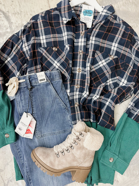 Colorblock Plaid Jacket