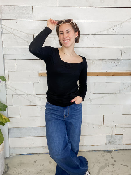 Michelle Mae Alyssa Long Sleeve Top Black