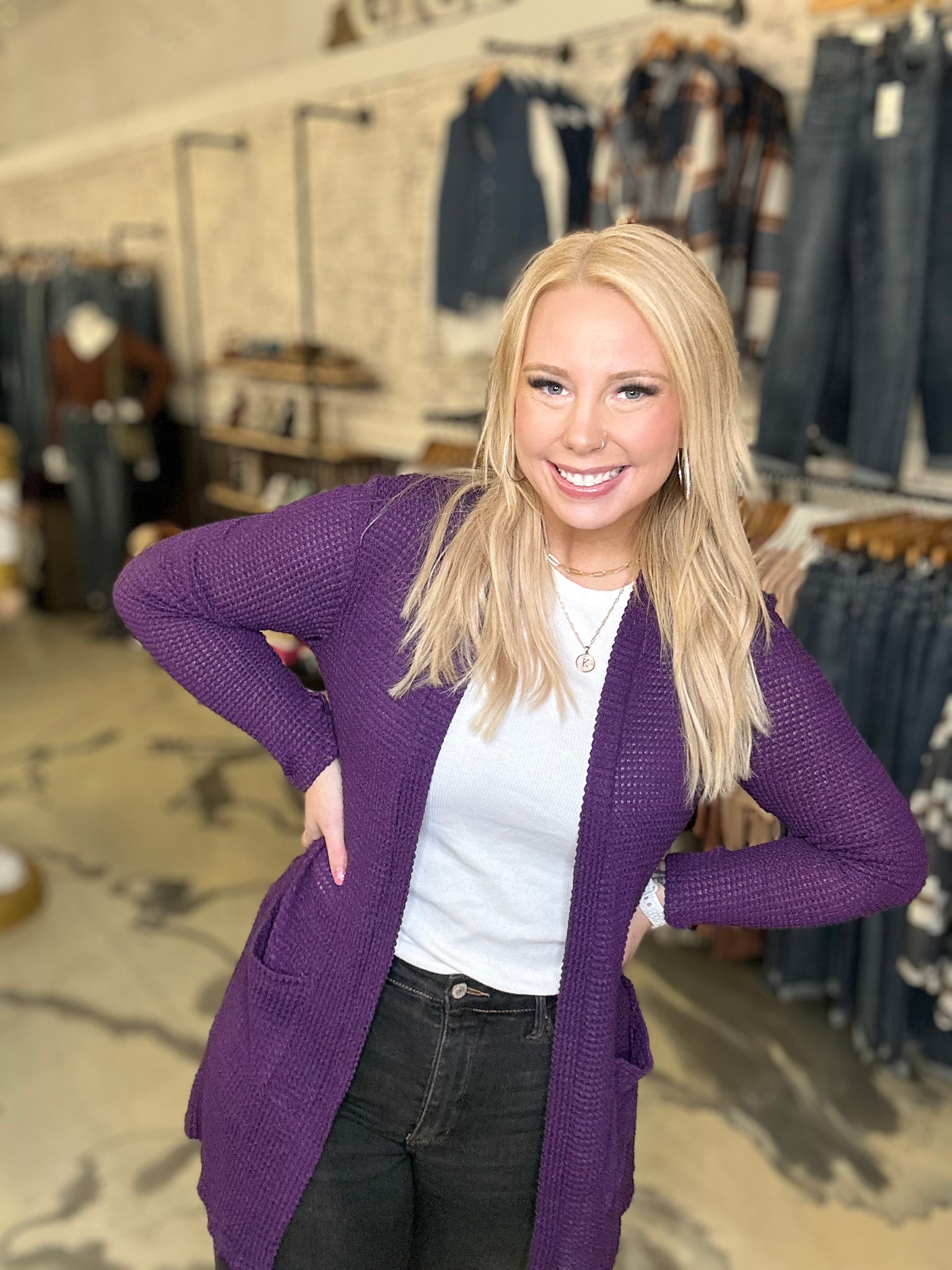 Bonnie Waffle Fall Cardigan