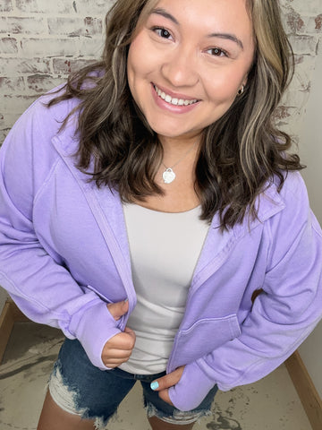 New Bestie Full Zip-Up Ash Lavender