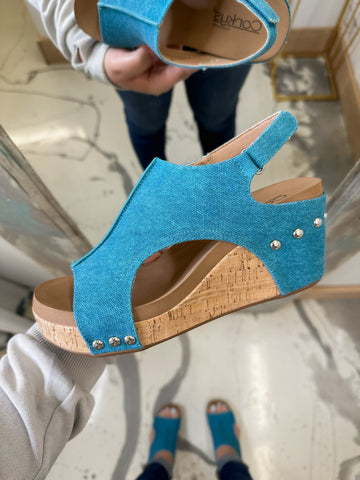 Carly Wedge in Denim Turquoise