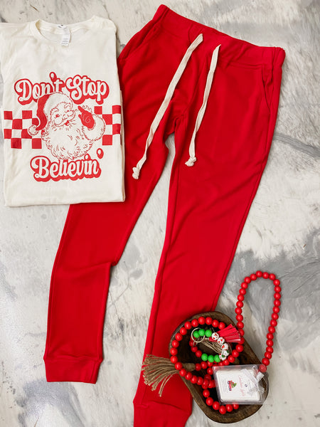 Ampersand Ave Performance Fleece Jogger Candy Apple