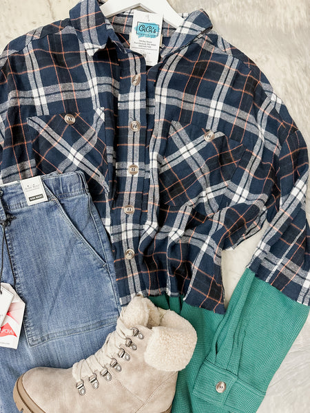 Colorblock Plaid Jacket