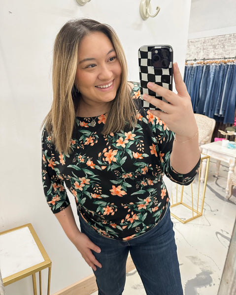 Floral Print Dolman Top