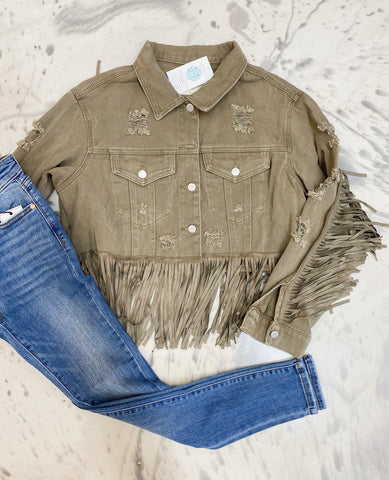 All About Olive Fringe Jacket