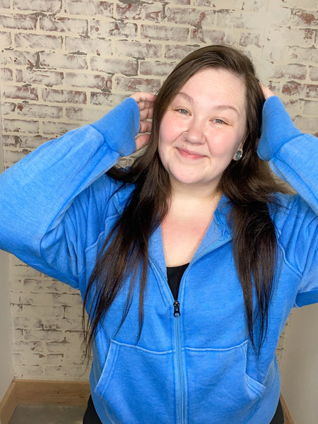 New Bestie Full Zip-Up Ash Blue