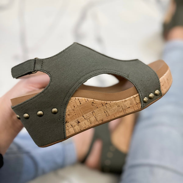 Carly Wedge in Denim Olive