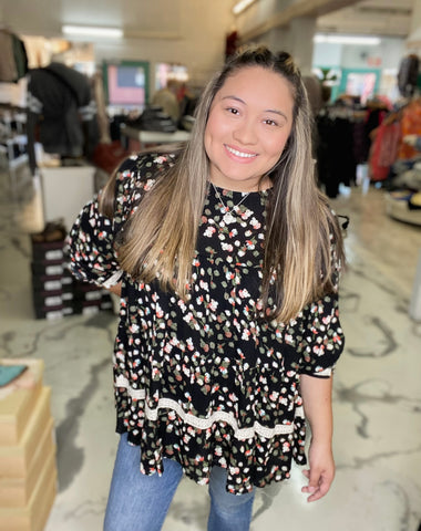 Black Floral Babydoll