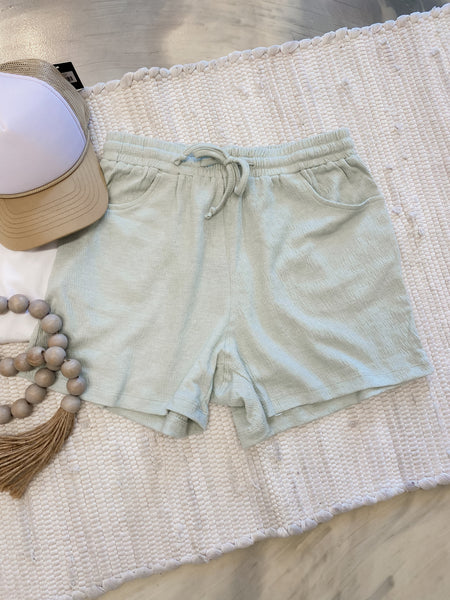 Michelle Mae Linen Shorts in Sage Green