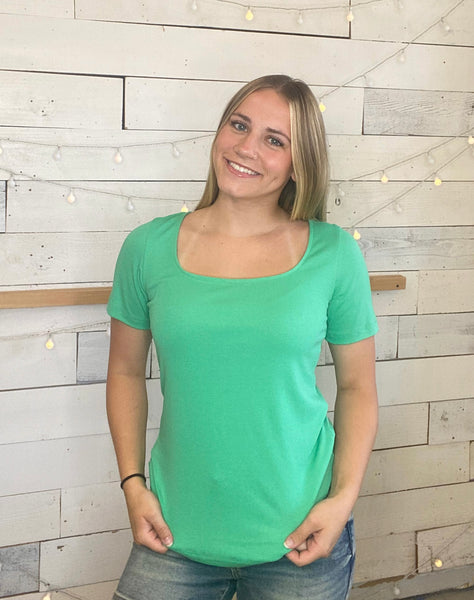 Michelle Mae Alyssa Short Sleeve Top Aquamarine