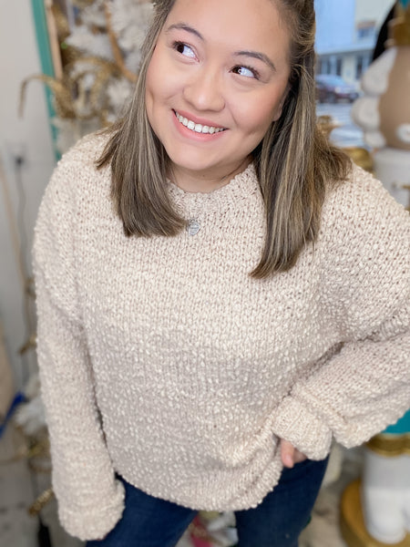Oatmeal Loose Fit Knitted Sweater