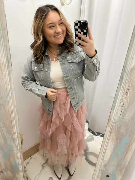 Waterfall Rays Skirt in Blush