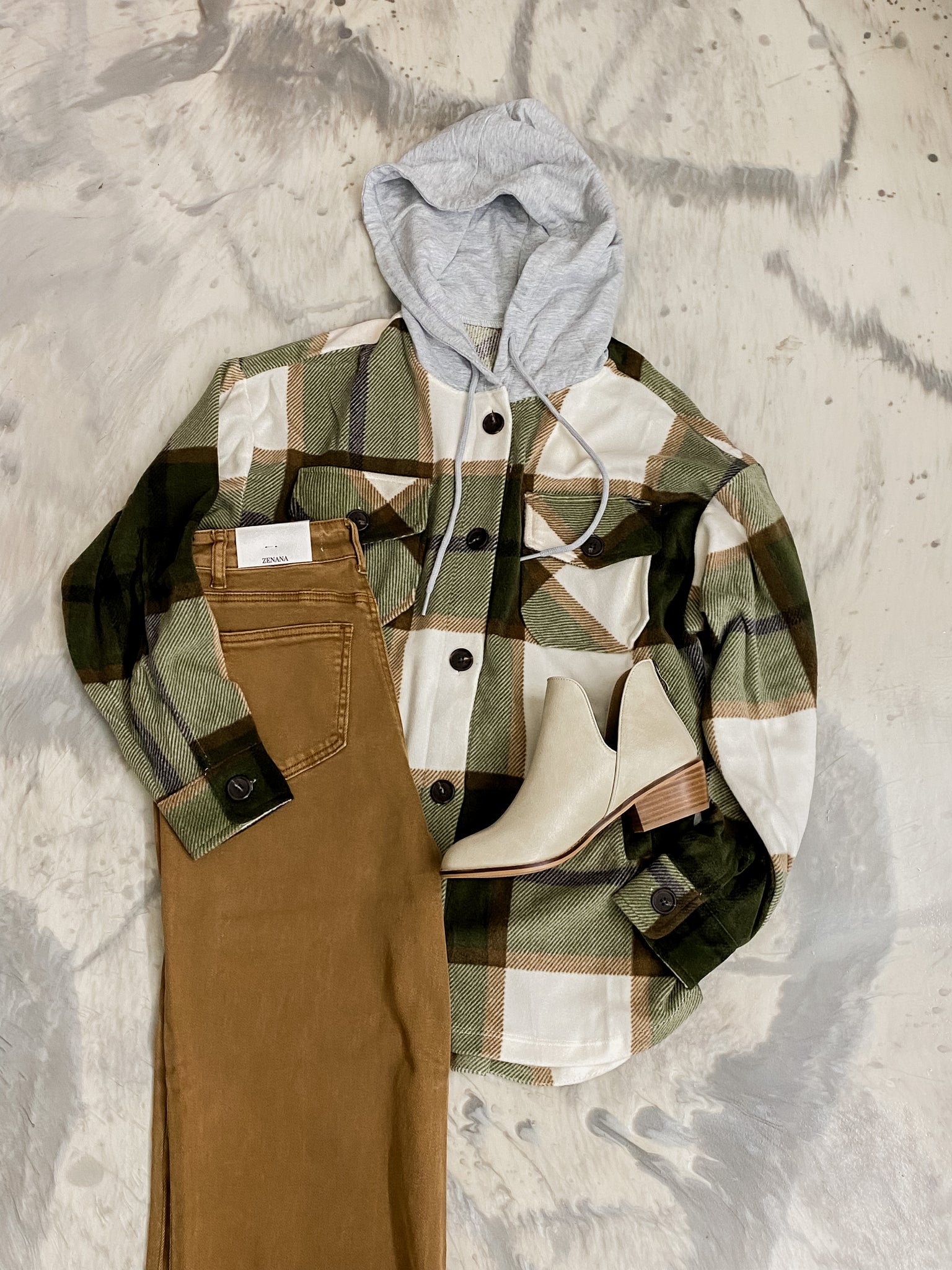 Axe Roe Hooded Shacket Olive