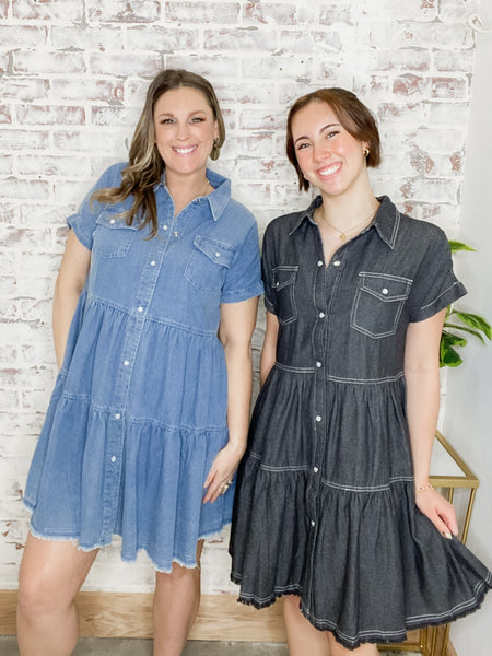 Tiered Denim Babydoll in Denim
