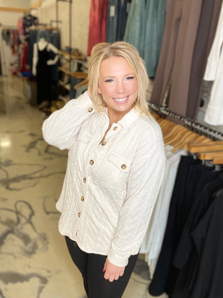 Michelle Mae Cable Knit Jacket in Ivory