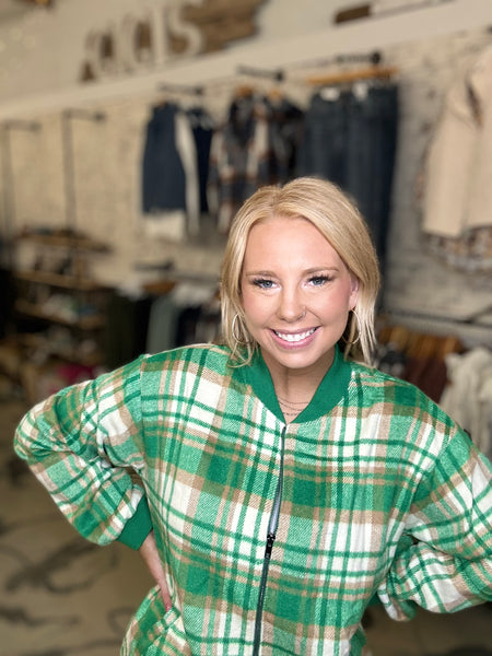 Green Gables Plaid Bomber