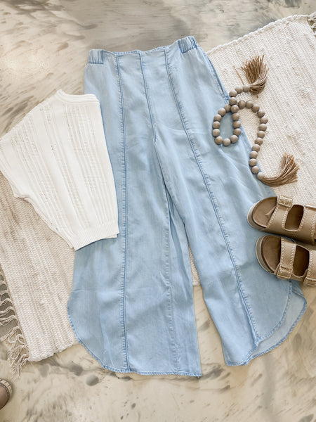 Chambray Scallop Pants
