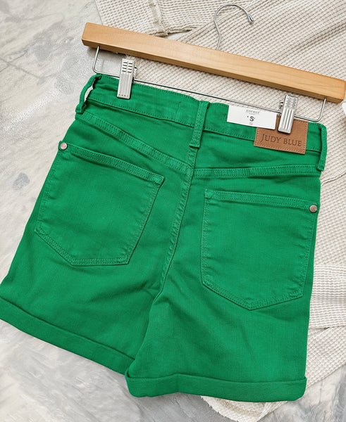 Judy Blue HW Tummy Control Garment Dyed Kelly Green