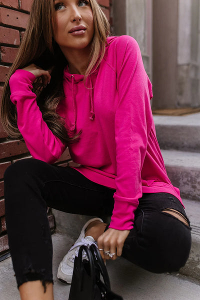 Ampersand Ave Sideslit Hoodie Hot Pink