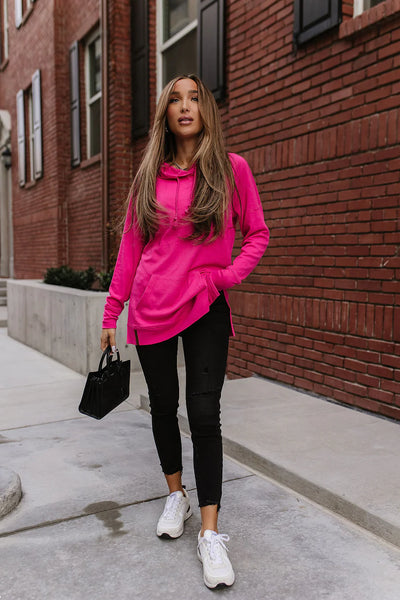 Ampersand Ave Sideslit Hoodie Hot Pink