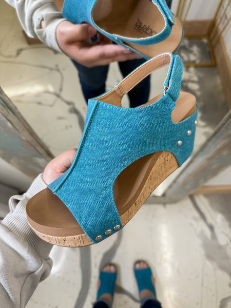 Carly Wedge in Denim Turquoise