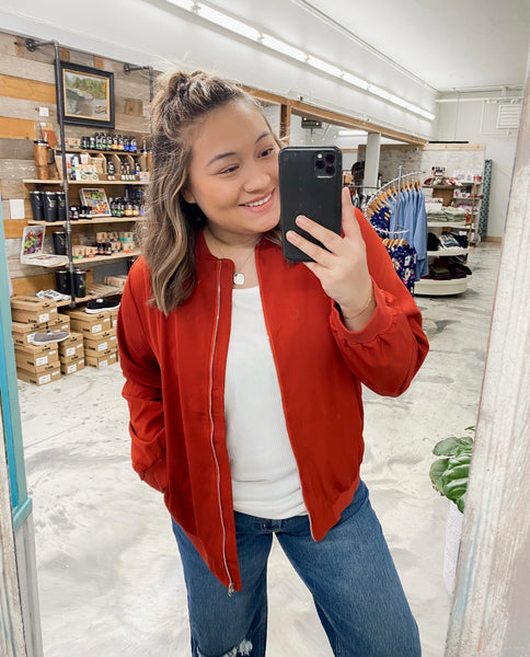 Ampersand Ave Cherry Red Bomber