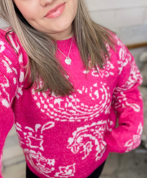 Paradise in Paisley Sweater in Pink