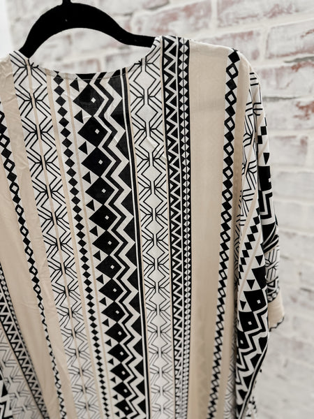 B&W Boho Ruffle Kimono