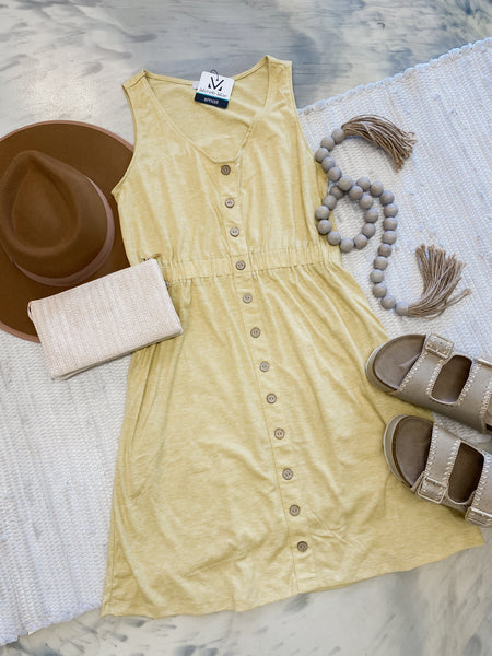 Michelle Mae Beverly Button Dress Yellow